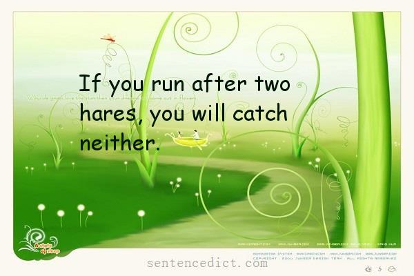 Good sentence's beautiful picture_If you run after two hares, you will catch neither.