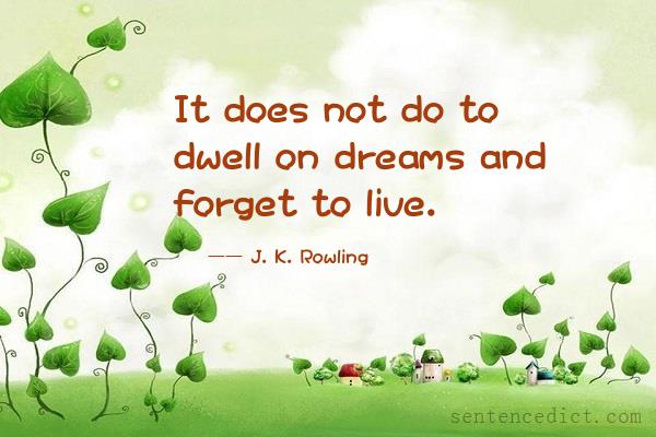 Good sentence's beautiful picture_It does not do to dwell on dreams and forget to live.