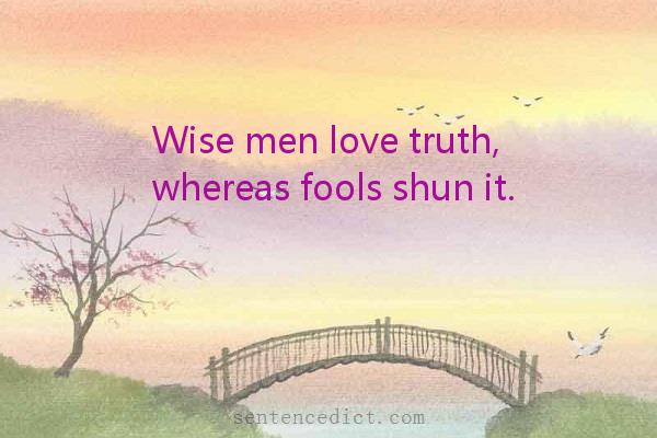 Good sentence's beautiful picture_Wise men love truth, whereas fools shun it.