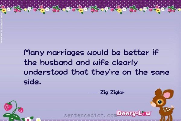 Good sentence's beautiful picture_Many marriages would be better if the husband and wife clearly understood that they're on the same side.