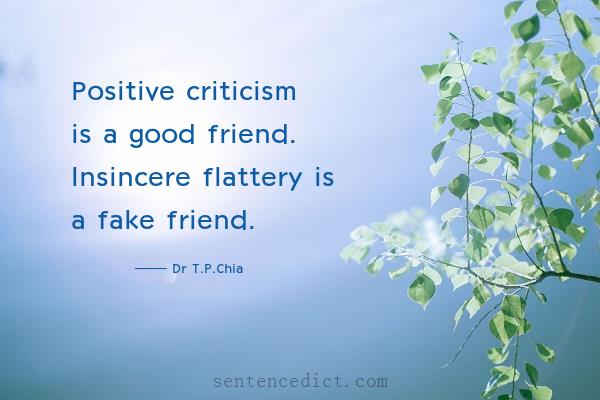 Good sentence's beautiful picture_Positive criticism is a good friend. Insincere flattery is a fake friend.