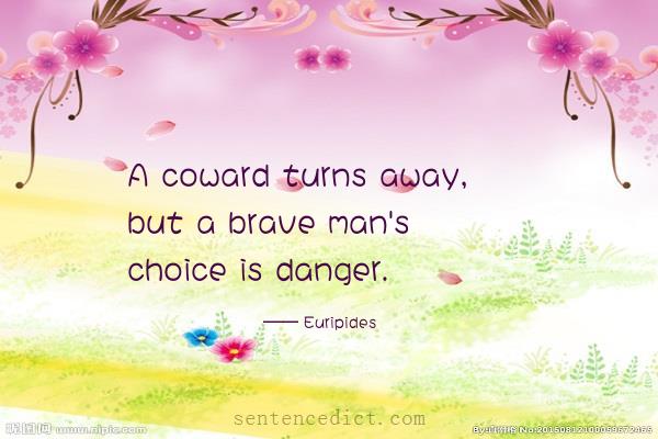 Good sentence's beautiful picture_A coward turns away, but a brave man's choice is danger.