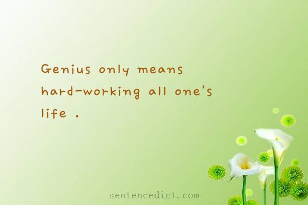 Good sentence's beautiful picture_Genius only means hard-working all one's life .