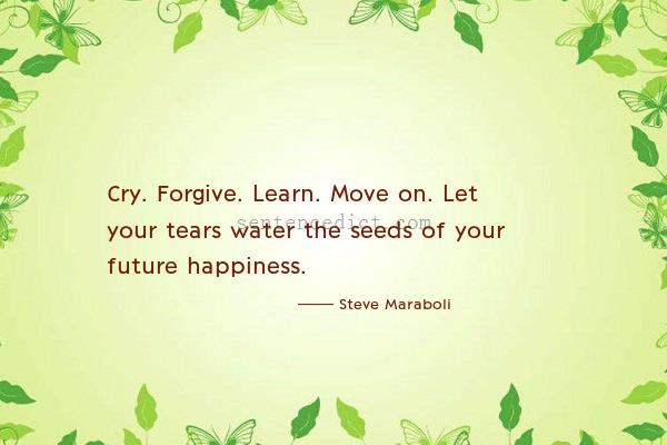 Good sentence's beautiful picture_Cry. Forgive. Learn. Move on. Let your tears water the seeds of your future happiness.