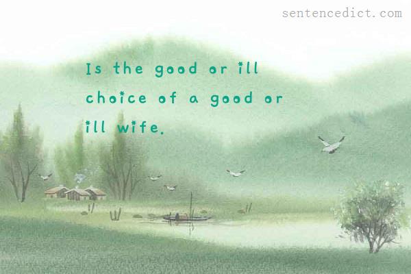 Good sentence's beautiful picture_Is the good or ill choice of a good or ill wife.