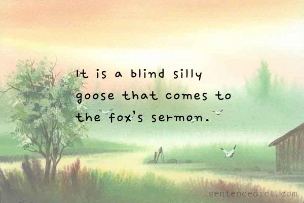 Good sentence's beautiful picture_It is a blind silly goose that comes to the fox’s sermon.