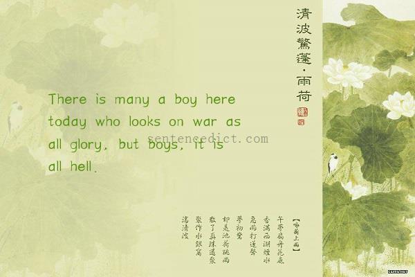 Good sentence's beautiful picture_There is many a boy here today who looks on war as all glory, but boys, it is all hell.
