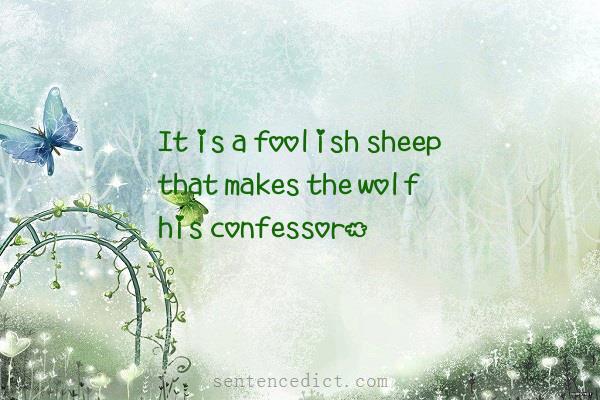 Good sentence's beautiful picture_It is a foolish sheep that makes the wolf his confessor.