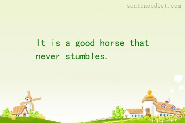 Good sentence's beautiful picture_It is a good horse that never stumbles.