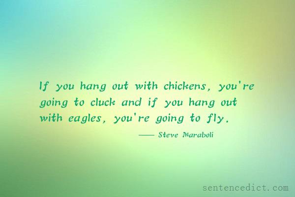 Good sentence's beautiful picture_If you hang out with chickens, you're going to cluck and if you hang out with eagles, you're going to fly.