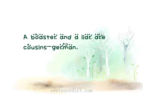 Good sentence's beautiful picture_A boaster and a liar are cousins-german.