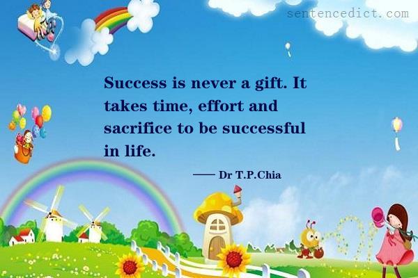 Good sentence's beautiful picture_Success is never a gift. It takes time, effort and sacrifice to be successful in life.