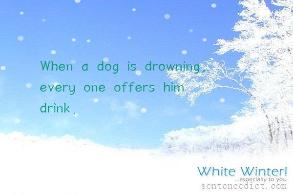 Good sentence's beautiful picture_When a dog is drowning, every one offers him drink.