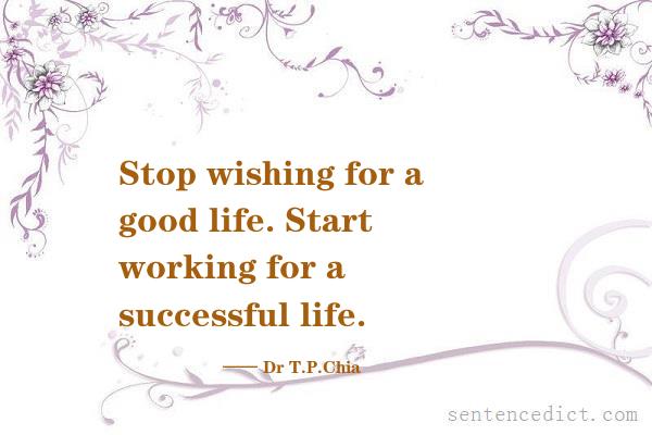 Good sentence's beautiful picture_Stop wishing for a good life. Start working for a successful life.