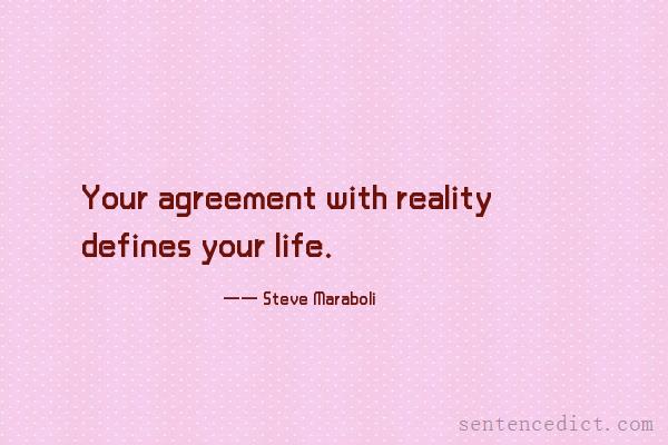 Good sentence's beautiful picture_Your agreement with reality defines your life.