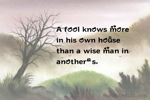 Good sentence's beautiful picture_A fool knows more in his own house than a wise man in another's.