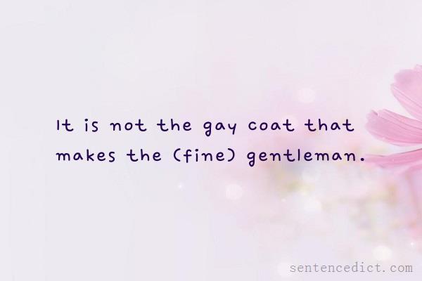 Good sentence's beautiful picture_It is not the gay coat that makes the (fine) gentleman.
