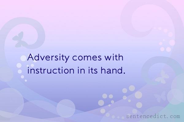 Good sentence's beautiful picture_Adversity comes with instruction in its hand.