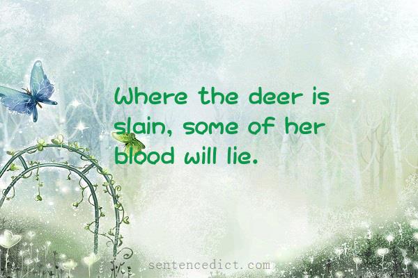 Good sentence's beautiful picture_Where the deer is slain, some of her blood will lie.