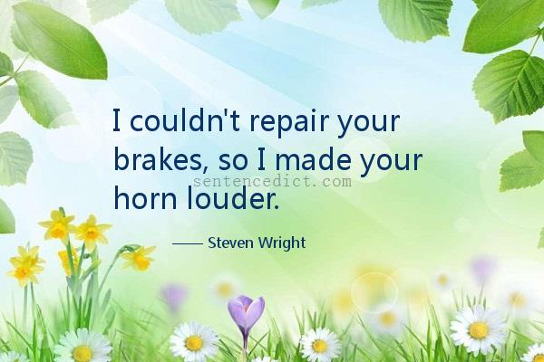 Good sentence's beautiful picture_I couldn't repair your brakes, so I made your horn louder.