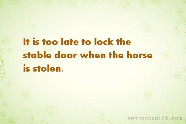 Good sentence's beautiful picture_It is too late to lock the stable door when the horse is stolen.