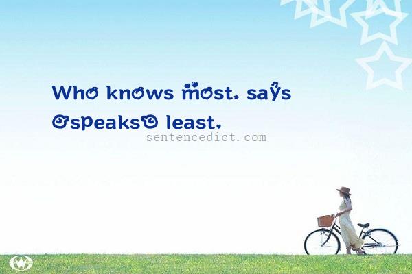 Good sentence's beautiful picture_Who knows most, says [speaks] least.