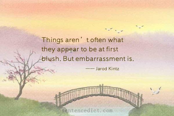 Good sentence's beautiful picture_Things aren’t often what they appear to be at first blush. But embarrassment is.