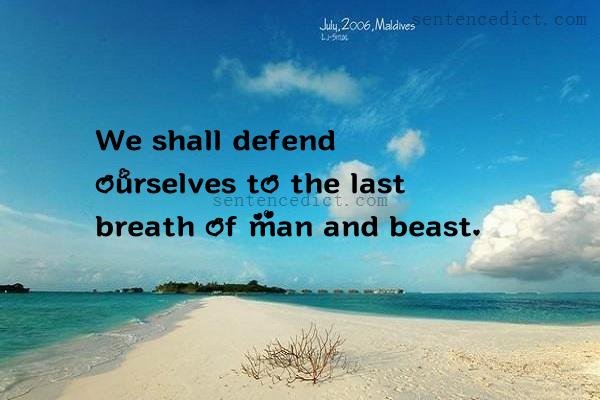 Good sentence's beautiful picture_We shall defend ourselves to the last breath of man and beast.