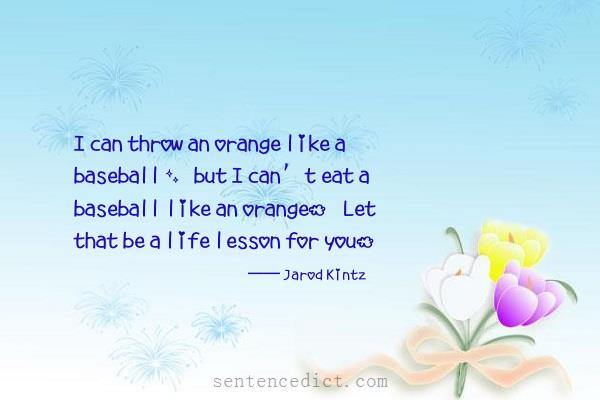 Good sentence's beautiful picture_I can throw an orange like a baseball, but I can’t eat a baseball like an orange. Let that be a life lesson for you.