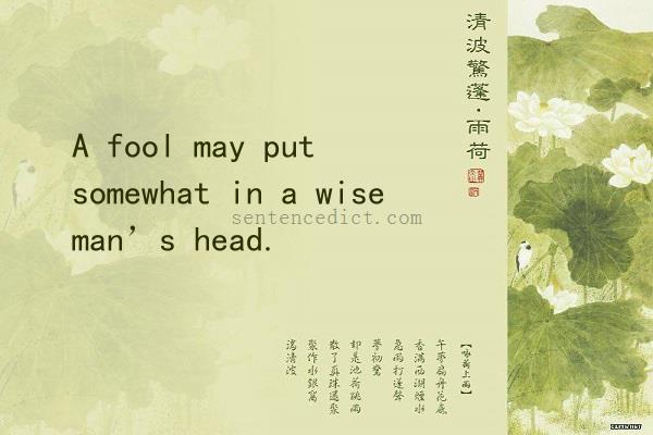 Good sentence's beautiful picture_A fool may put somewhat in a wise man’s head.