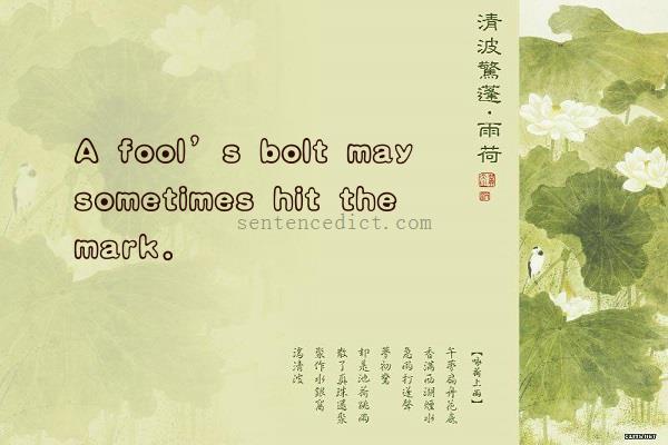 Good sentence's beautiful picture_A fool’s bolt may sometimes hit the mark.