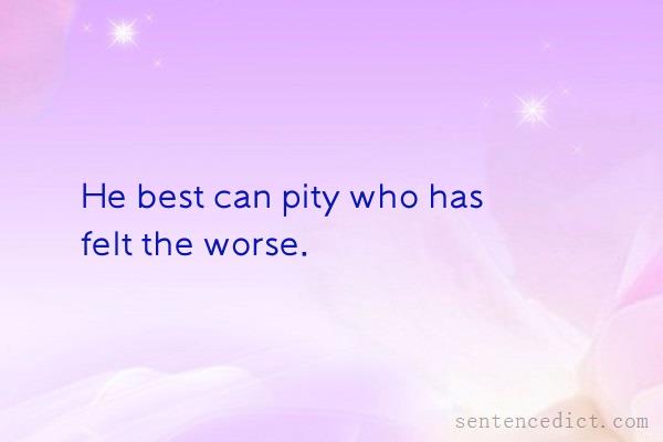 Good sentence's beautiful picture_He best can pity who has felt the worse.