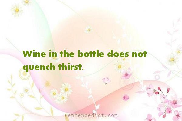 Good sentence's beautiful picture_Wine in the bottle does not quench thirst.