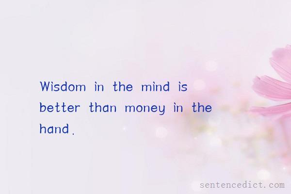 Good sentence's beautiful picture_Wisdom in the mind is better than money in the hand.