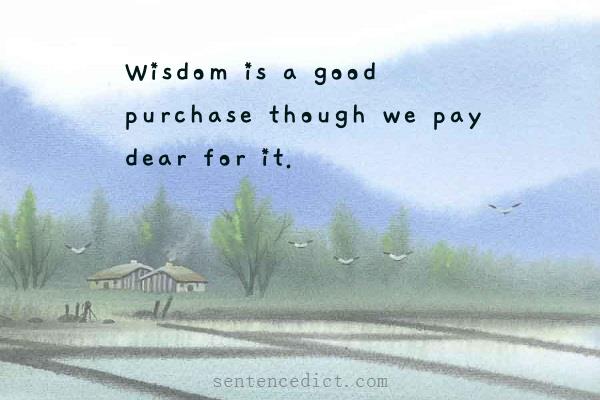 Good sentence's beautiful picture_Wisdom is a good purchase though we pay dear for it.