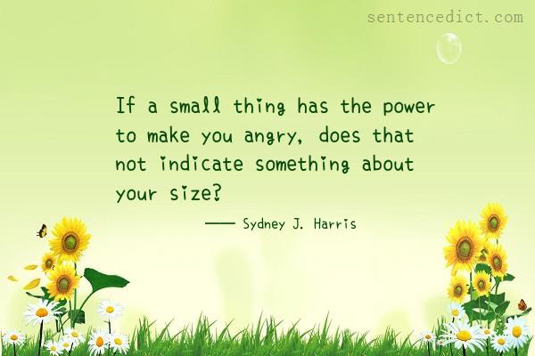 Good sentence's beautiful picture_If a small thing has the power to make you angry, does that not indicate something about your size?