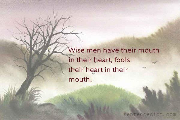 Good sentence's beautiful picture_Wise men have their mouth in their heart, fools their heart in their mouth.