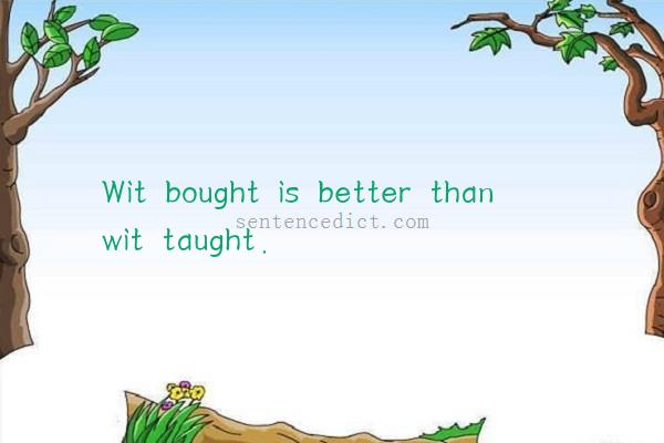 Good sentence's beautiful picture_Wit bought is better than wit taught.