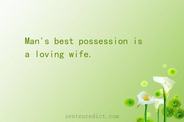 Good sentence's beautiful picture_Man's best possession is a loving wife.