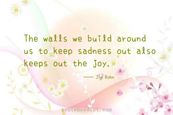 Good sentence's beautiful picture_The walls we build around us to keep sadness out also keeps out the joy.