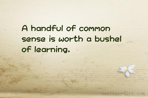 Good sentence's beautiful picture_A handful of common sense is worth a bushel of learning.