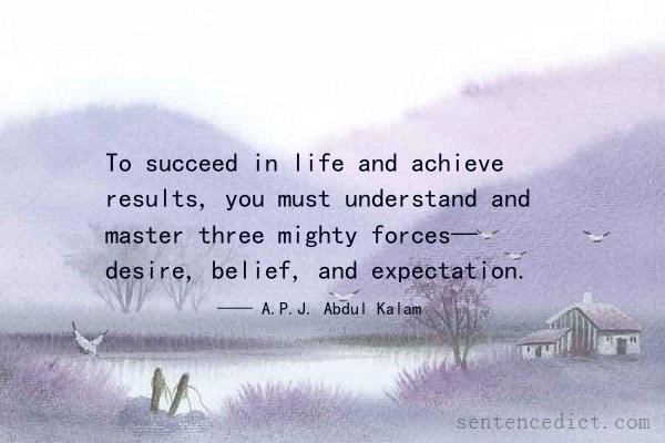 Good sentence's beautiful picture_To succeed in life and achieve results, you must understand and master three mighty forces— desire, belief, and expectation.