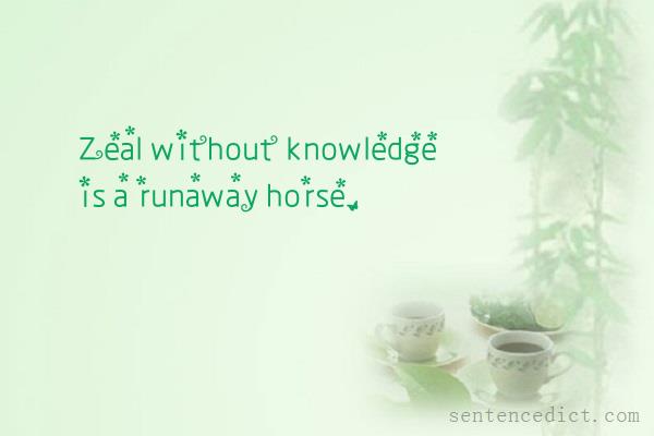 Good sentence's beautiful picture_Zeal without knowledge is a runaway horse.