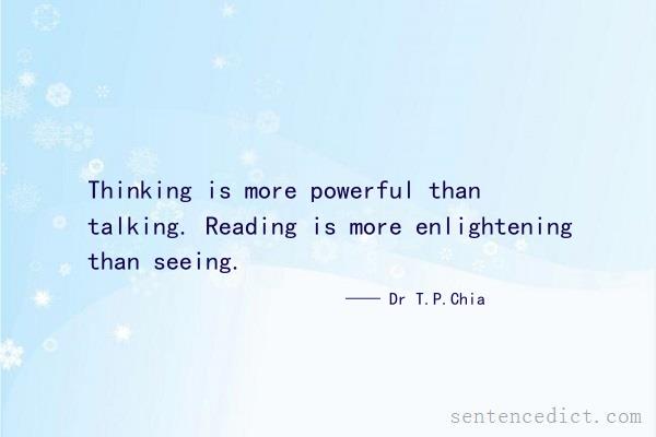 Good sentence's beautiful picture_Thinking is more powerful than talking. Reading is more enlightening than seeing.