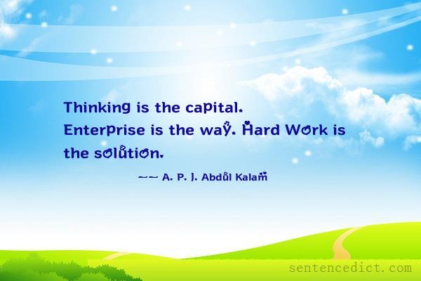 Good sentence's beautiful picture_Thinking is the capital, Enterprise is the way, Hard Work is the solution.