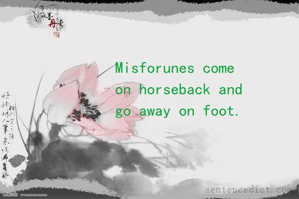 Good sentence's beautiful picture_Misforunes come on horseback and go away on foot.
