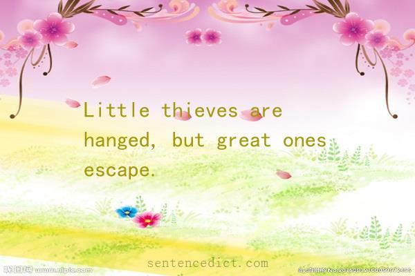 Good sentence's beautiful picture_Little thieves are hanged, but great ones escape.