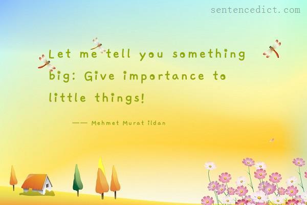 Good sentence's beautiful picture_Let me tell you something big: Give importance to little things!