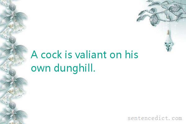 Good sentence's beautiful picture_A cock is valiant on his own dunghill.