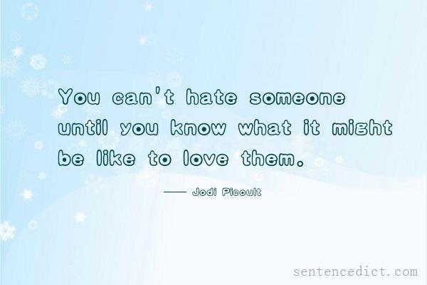 Good sentence's beautiful picture_You can't hate someone until you know what it might be like to love them.